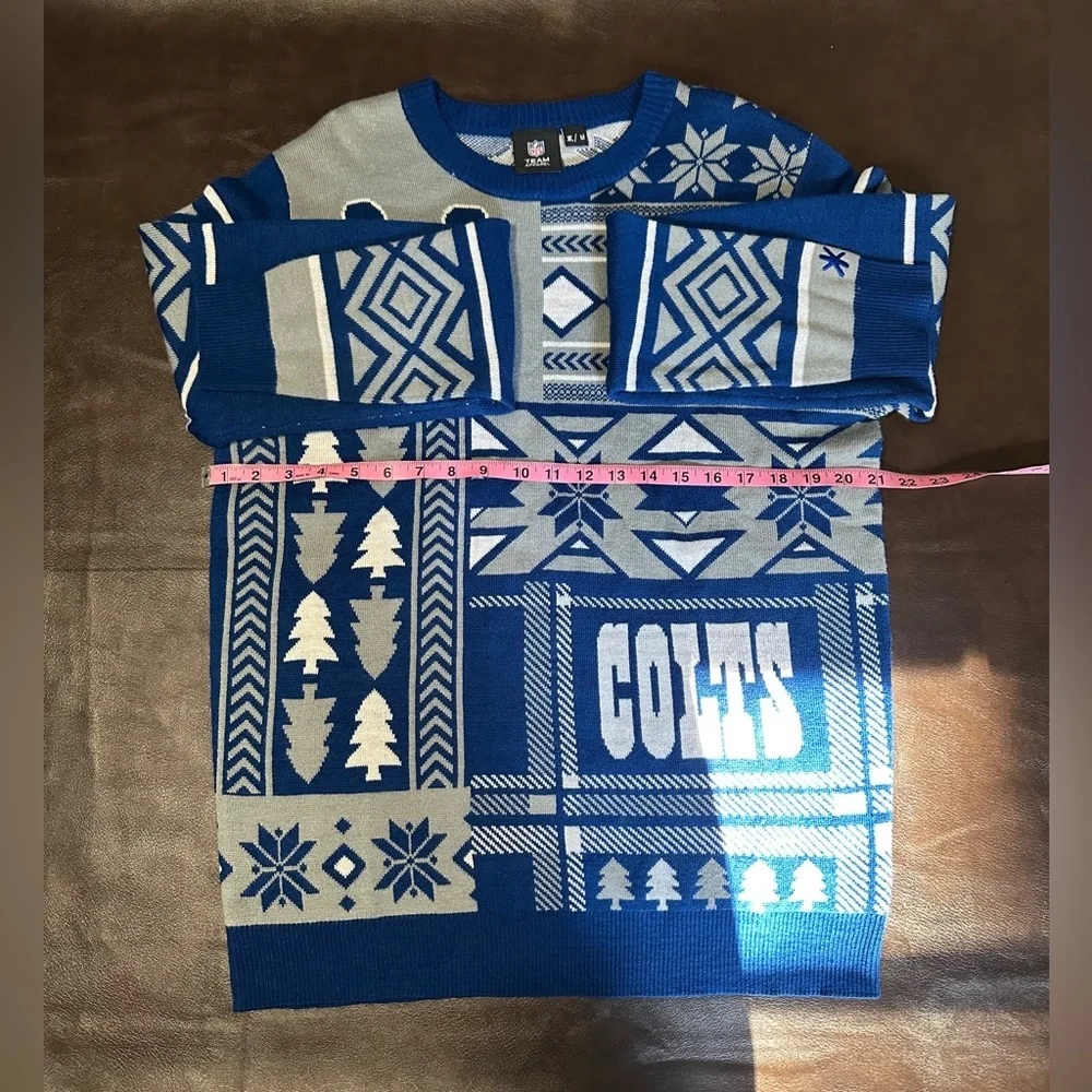 Klew NFL Men's Indianapolis Colts Patches Ugly Sweater. Size M - Picture 6 of 7